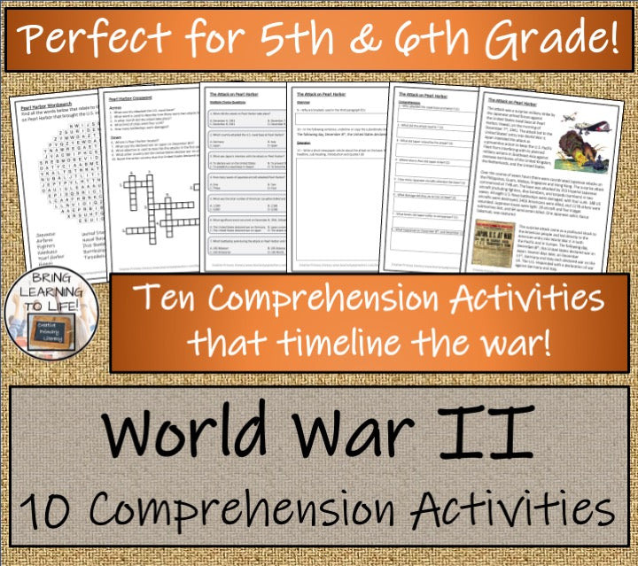 World War II Close Reading Comprehension Activity Bundle | 5th & 6th Grade