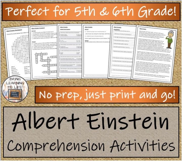 Albert Einstein Close Reading & Biography Bundle | 5th Grade & 6th Grade