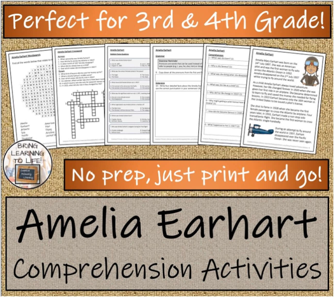 Amelia Earhart Close Reading & Biography Bundle | 3rd Grade & 4th Grade