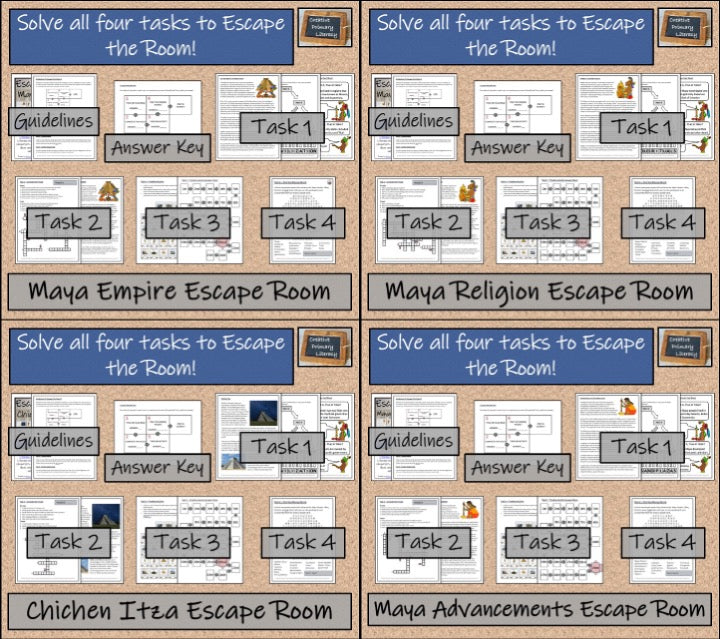 Maya Empire Escape Room Activity Bundle | 5th Grade & 6th Grade