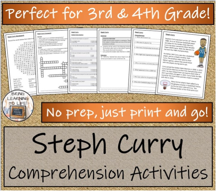 Stephen Curry Close Reading & Biography Bundle | 3rd Grade & 4th Grade