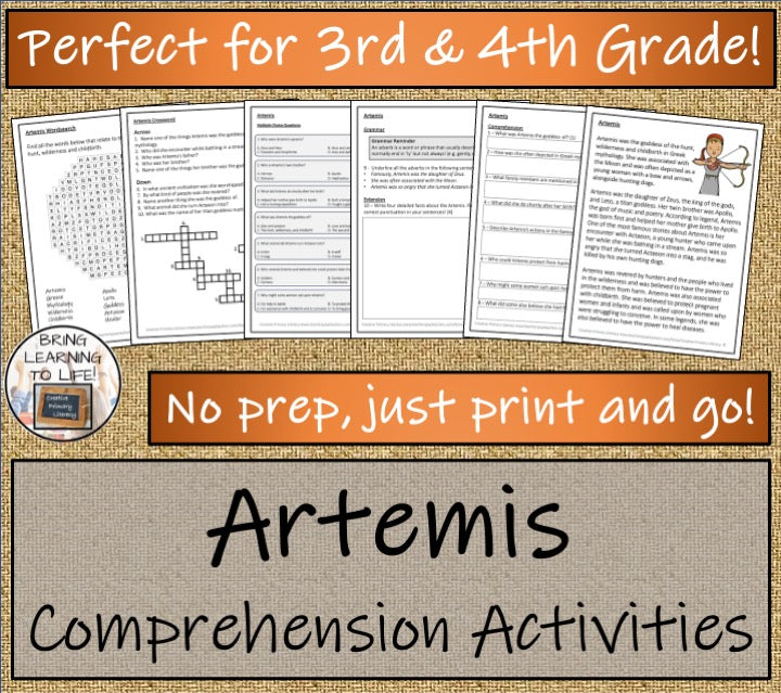 Artemis Close Reading Comprehension Activities | 3rd Grade & 4th Grade