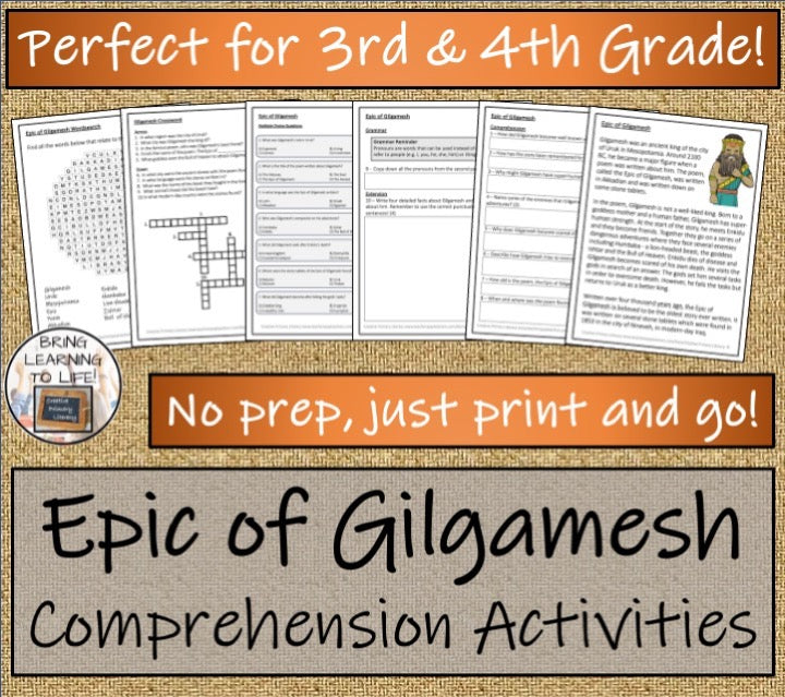 Epic of Gilgamesh Close Reading & Informational Writing Bundle | 3rd & 4th Grade