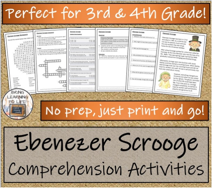 Ebenezer Scrooge Close Reading & Biography Bundle | 3rd Grade & 4th Grade