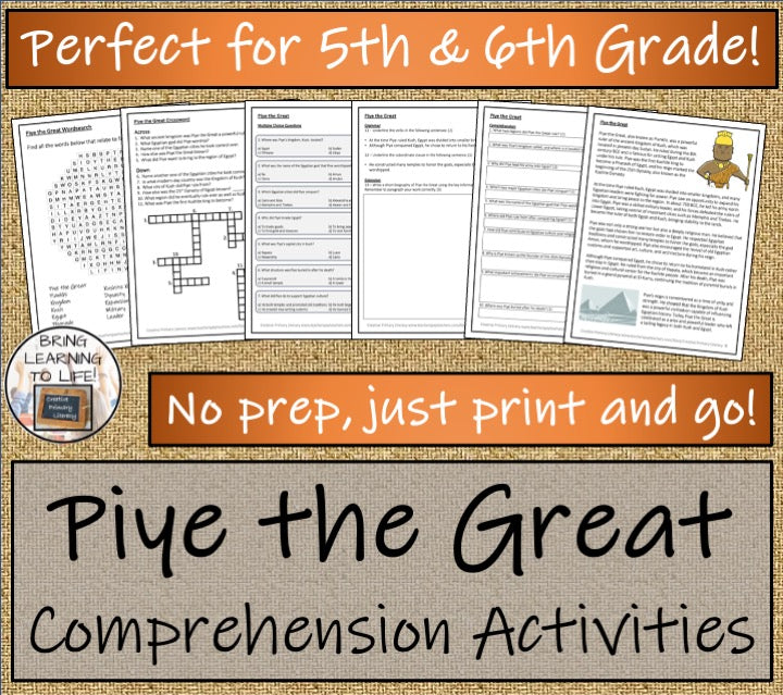 Piye the Great Close Reading Comprehension Activities | 5th & 6th Grade