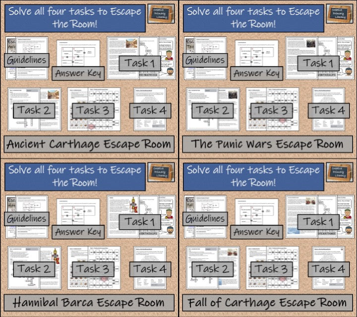 Ancient Carthage Escape Room Activity Bundle | 5th Grade & 6th Grade