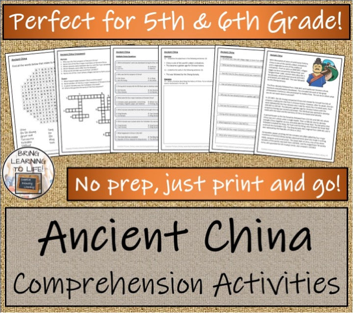 Ancient China Close Reading & Informational Writing Bundle | 5th & 6th Grade