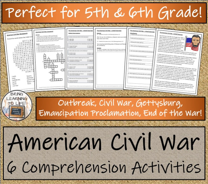 American Civil War Close Reading Activity Bundle | 5th Grade & 6th Grade