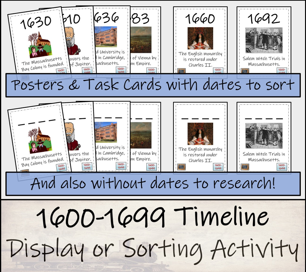 1600 to 1699 Timeline Display Research and Sorting Activity