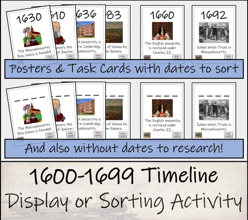 1600 to 1699 Timeline Activity & Classroom Display – Creative Primary ...