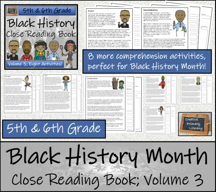 Black History Volume 3 Close Reading Comprehension Book | 5th Grade & 6th Grade