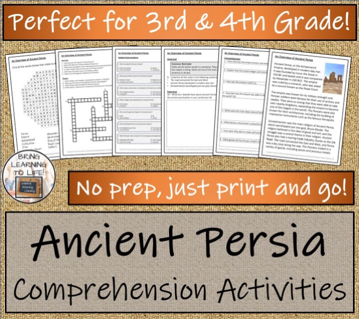 Ancient Persia Close Reading & Informational Writing Bundle | 3rd & 4th Grade