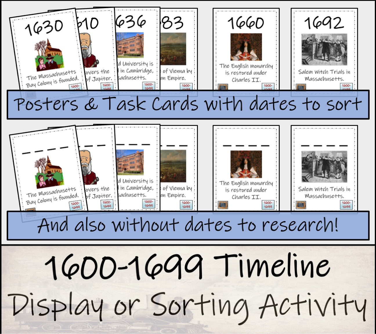 1600-1999 Timeline Display and Sorting Activity Bundle | Four Complete Timelines