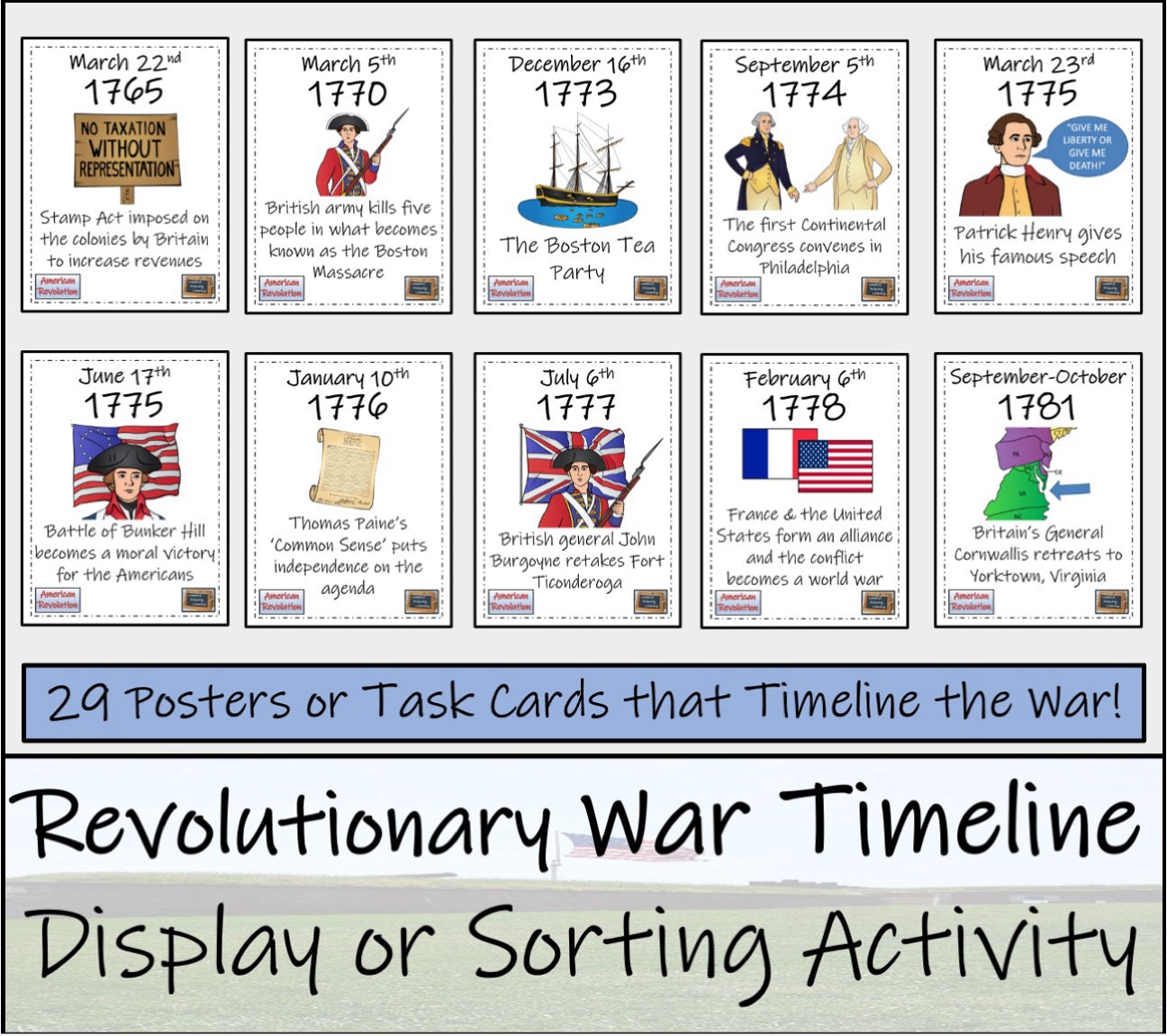 American Revolution Display Close Reading & Writing Bundle 5th Grade & 6th Grade