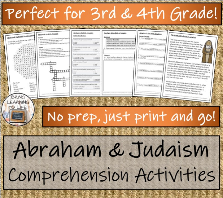 Abraham & Birth of Judaism Close Reading Activities | 3rd Grade & 4th Grade