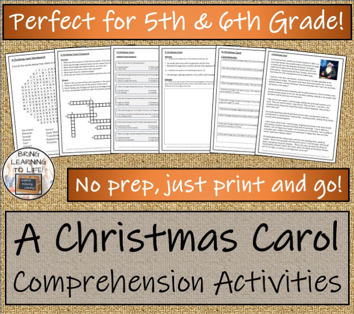 A Christmas Carol Fiction Reading Comprehension | 5th & 6th Grade