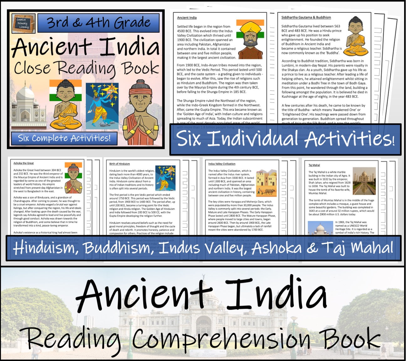 Ancient India Close Reading Comprehension Book | 3rd Grade & 4th Grade