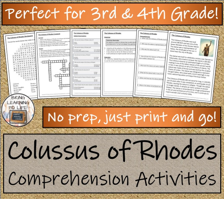 Colossus of Rhodes Close Reading Activities | 3rd Grade & 4th Grade