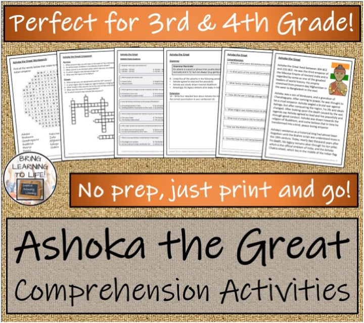 Ashoka the Great Close Reading & Biography Bundle | 3rd Grade & 4th Grade