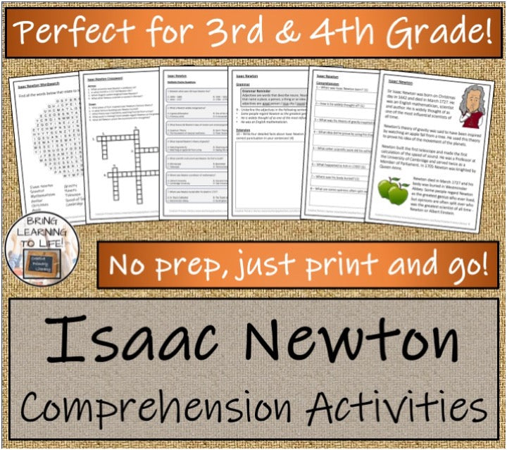 Isaac Newton Close Reading & Biography Bundle | 3rd Grade & 4th Grade