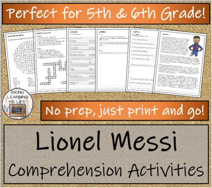 Lionel Messi Close Reading & Biography Bundle | 5th Grade & 6th Grade