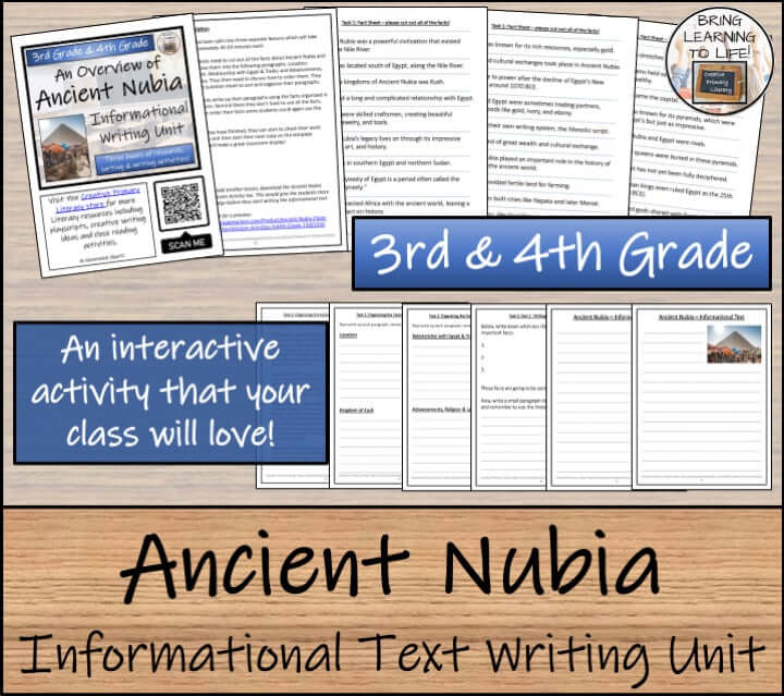 Ancient Nubia Close Reading, Writing & Timeline Bundle | 3rd–4th Grade interactive activity for students' engagement