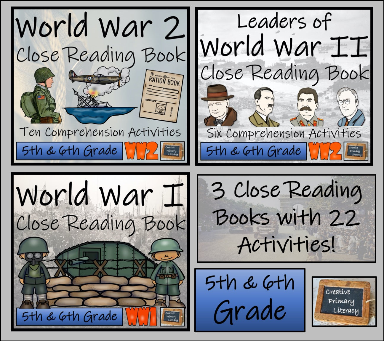 World War I & World War II Mega Bundle | 5th Grade & 6th Grade | 60 Hours