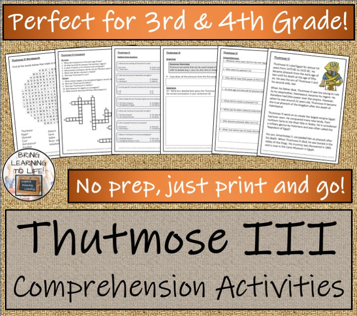 Thutmose III Close Reading Comprehension Activities | 3rd Grade & 4th Grade