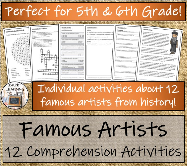 Famous Artists Close Reading Comprehension Mega Bundle | 5th Grade & 6th Grade