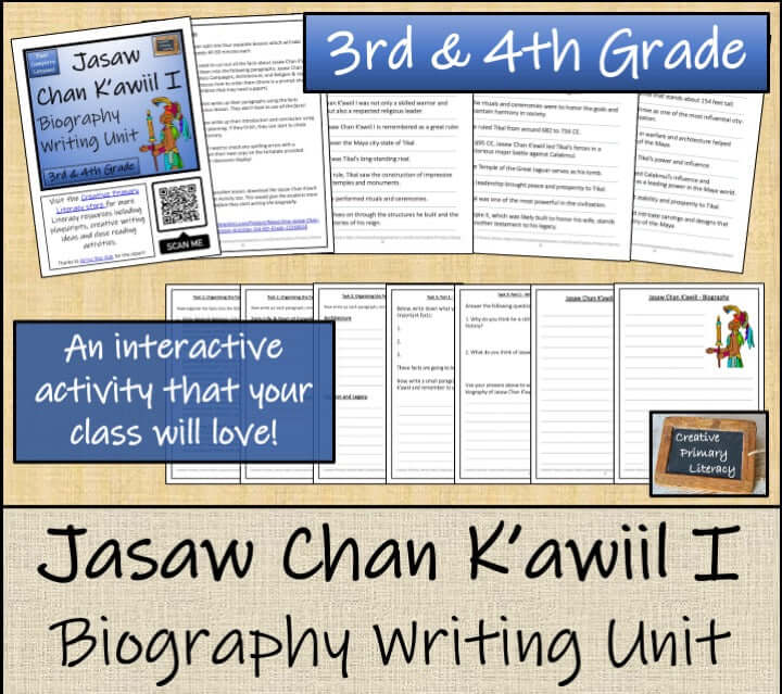 Jasaw Chan K'awiil I Close Reading & Biography Bundle | 3rd Grade & 4th Grade educational resource image.