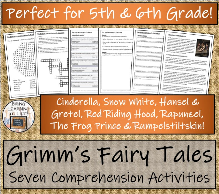 Grimm's Fairy Tales Reading Comprehension Bundle | 5th Grade & 6th Grade