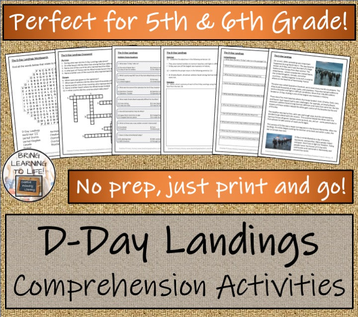 D-Day Landings Close Reading Comprehension Activities | 5th Grade & 6th Grade