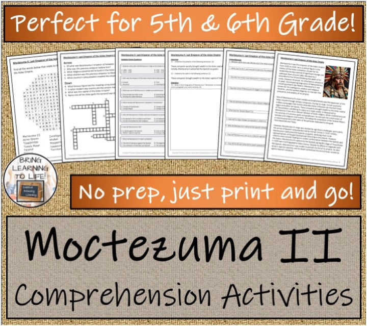 Moctezuma II Close Reading & Biography Bundle | 5th Grade & 6th Grade