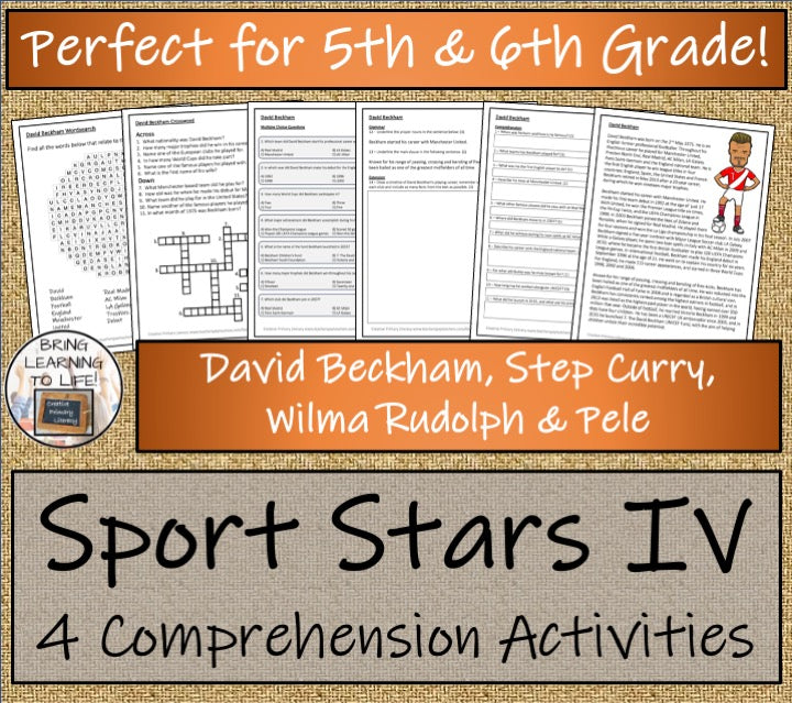 Sport Stars Volume 4 Close Reading Comprehension Bundle | 5th Grade & 6th Grade