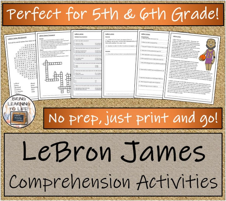 LeBron James Close Reading & Biography Bundle | 5th Grade & 6th Grade