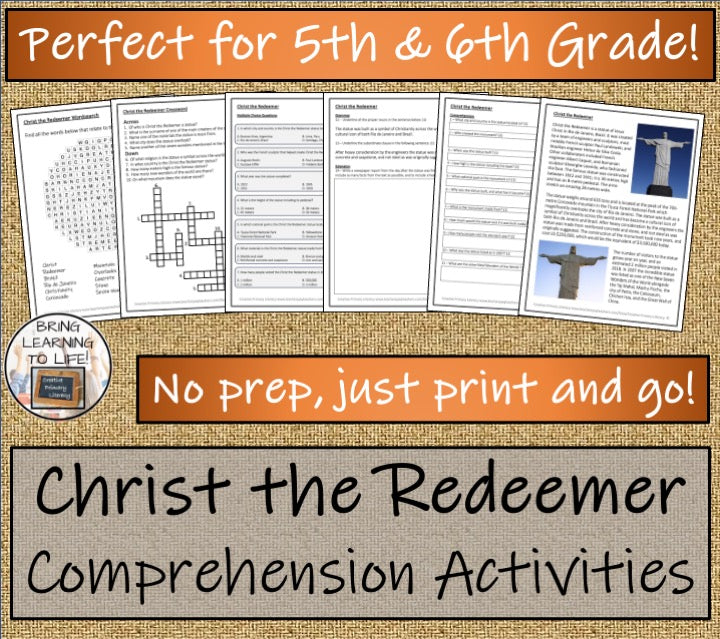 Christ the Redeemer Close Reading Comprehension Activities | 5th Grade & 6th Grade