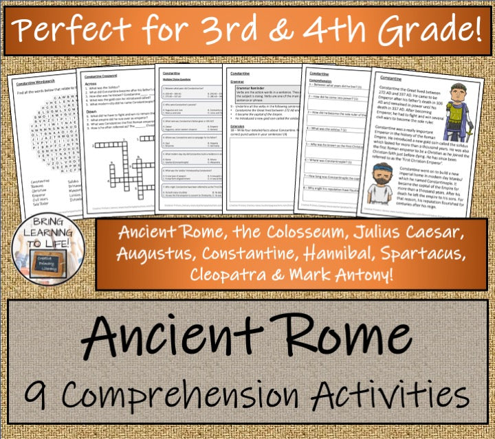 Ancient Rome Close Reading Comprehension Activity Bundle | 3rd Grade & 4th Grade