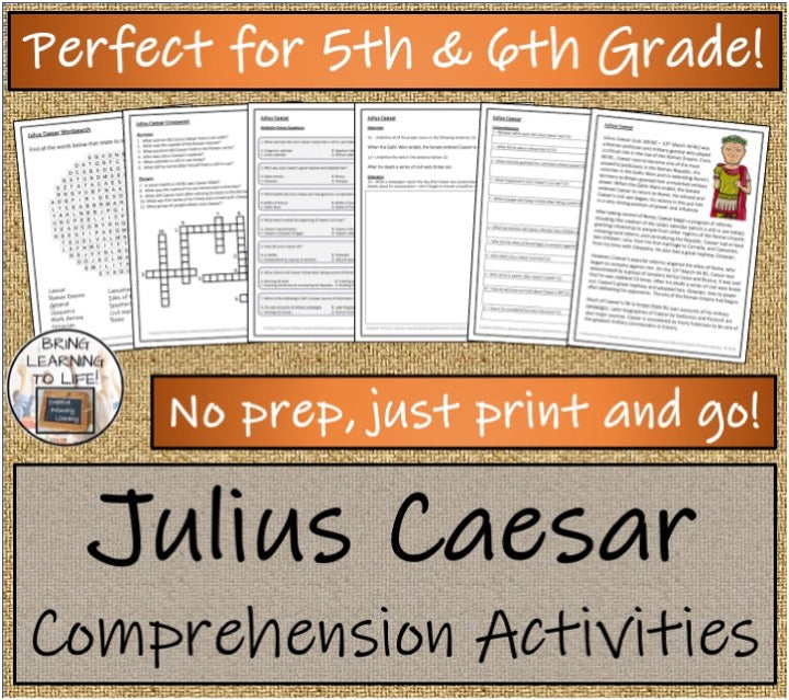 Julius Caesar Close Reading & Biography Bundle | 5th Grade & 6th Grade