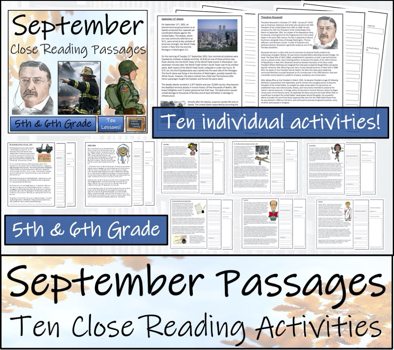 Fall Close Reading Comprehension Book Bundle | 5th Grade & 6th Grade