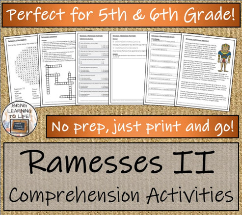 Ramesses II Close Reading Comprehension Activities | 5th Grade & 6th G ...