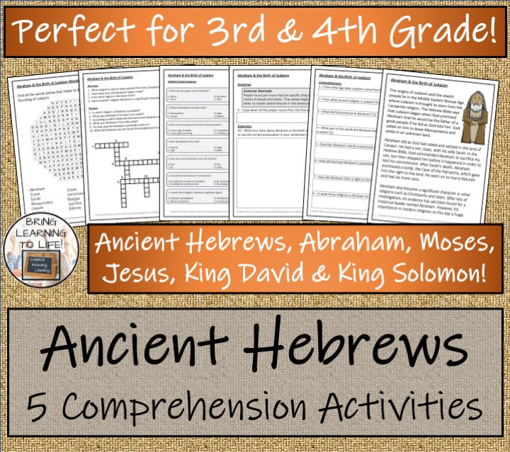 Ancient Hebrews Close Reading Comprehension Bundle | 3rd Grade & 4th Grade