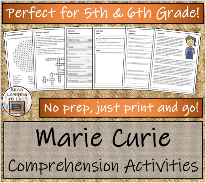 Marie Curie Close Reading & Biography Bundle | 5th Grade & 6th Grade