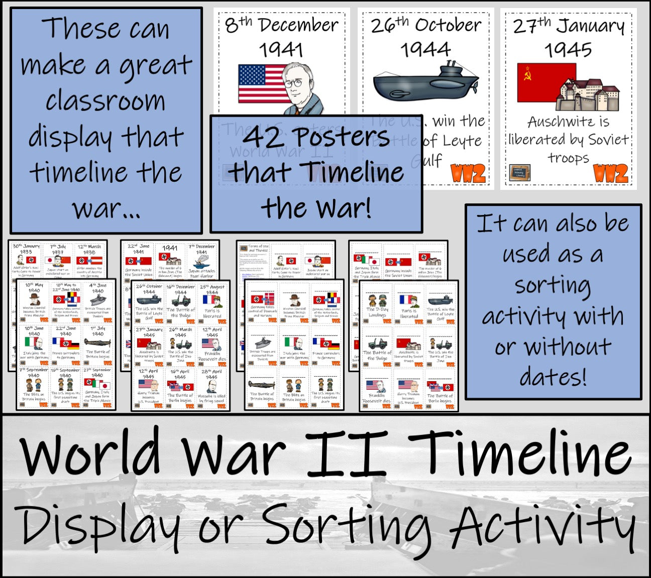 World War II Timeline Display Research and Sorting Activity