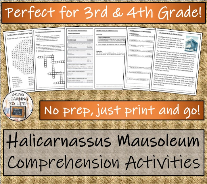 Mausoleum at Halicarnassus Close Reading Activities | 3rd Grade & 4th Grade