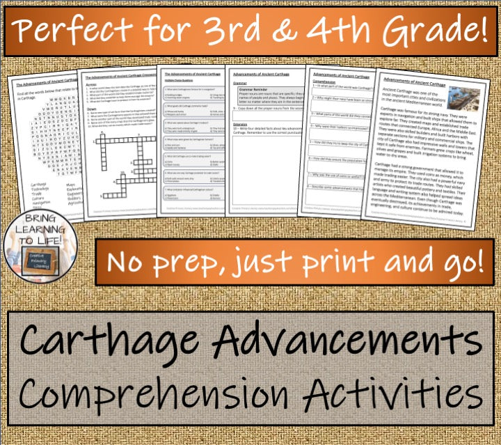 Advancements of Carthage Reading Comprehension Activities | 3rd & 4th Grade