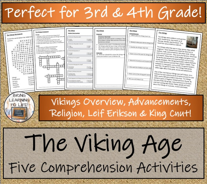 The Viking Age Close Reading Comprehension Bundle | 3rd Grade & 4th Grade
