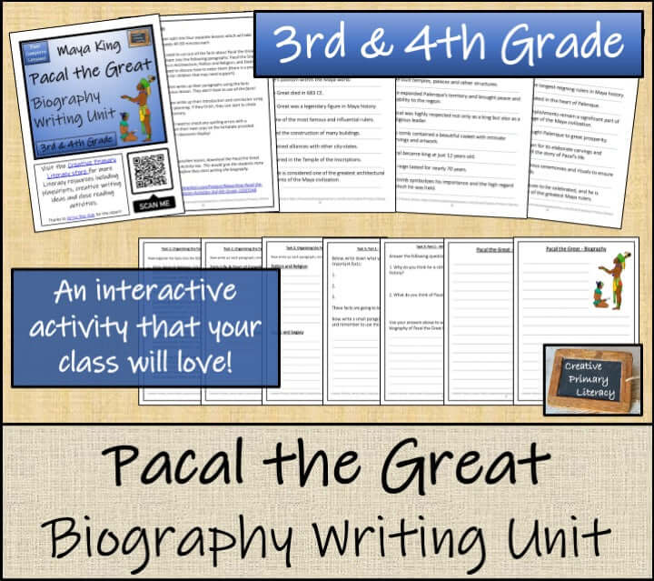 Pacal the Great Biography Project & Writing Unit for 3rd and 4th graders, educational resources for Maya history.