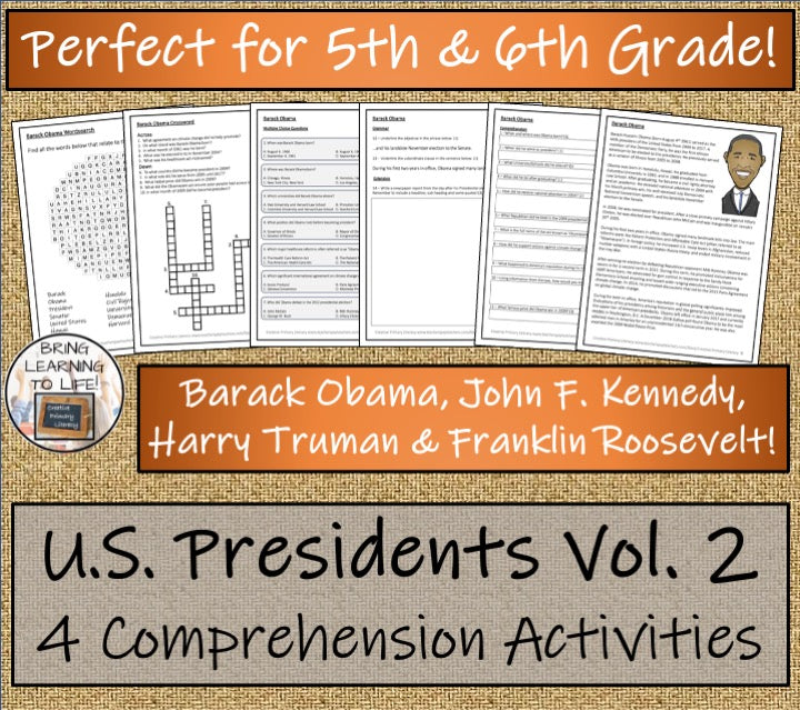 U.S. Presidents Volume 2 Close Reading Activity Bundle | 5th Grade & 6th Grade