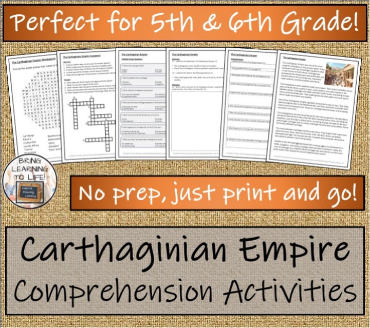 Carthage Empire Close Reading & Informational Writing Bundle | 5th & 6th Grade