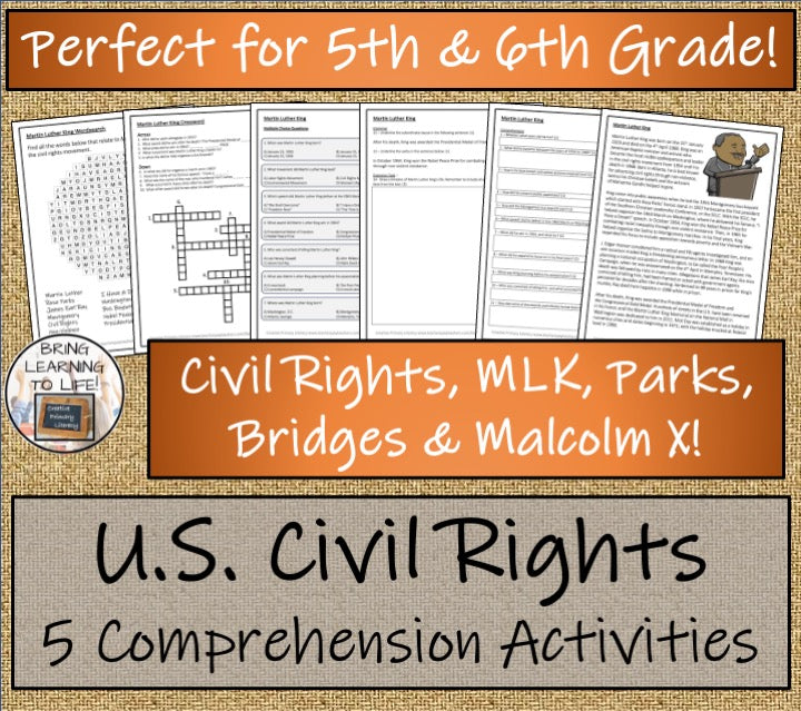 Civil Rights Movement Close Reading Comprehension Bundle | 5th Grade & 6th Grade